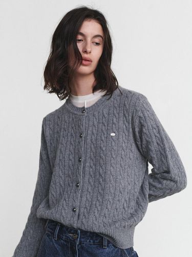 Wool Blend Cable Knit Cardigan - 3 Colors - LOEUVRE - Modalova