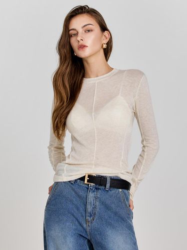 Line see-through wool T-shirt - MOONT - Modalova