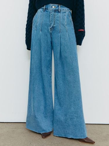 Pin-tuck wide denim pants - MOONT - Modalova