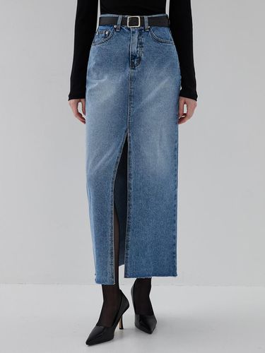 Slit long denim skirt - MOONT - Modalova