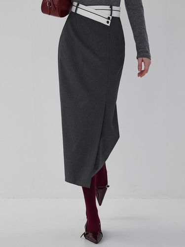 Eddie Contrast Slit Long Skirt - MOONT - Modalova