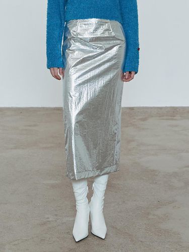 Metal wrinkle long skirt - MOONT - Modalova