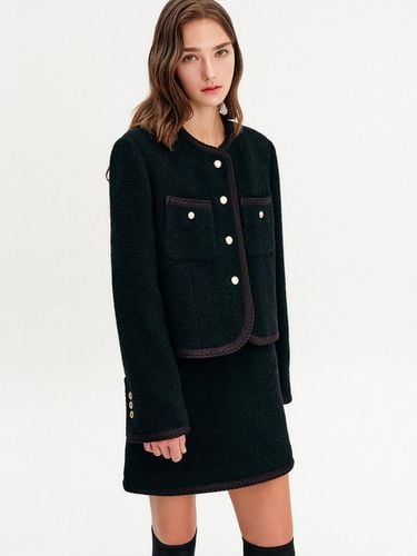 Rosie Trimming Wool Tweed Jacket - Black - LOOKAST - Modalova