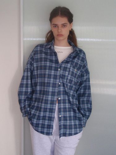 Teddy Oversized Shirt Indigo Blue - INJIACTIVE - Modalova