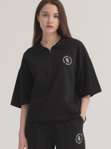 Circle logo half zip-up collar overfit top_black - PIANER - Modalova