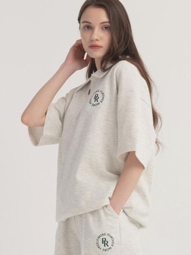 Circle logo half zip-up collar overfit top - PIANER - Modalova