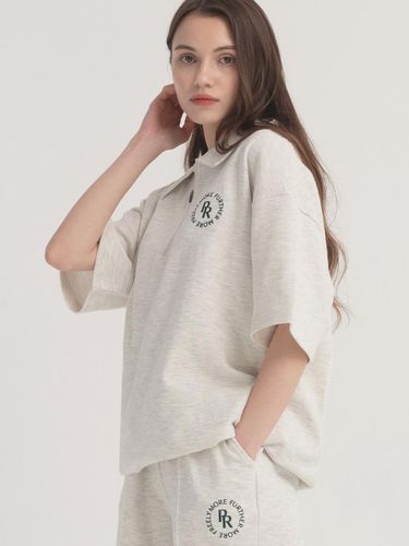 Circle logo Semi zip-up collar overfit short-sleev - PIANER - Modalova