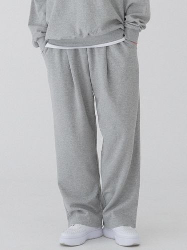 Essential One-Tuck Wide Sweat Pants (Melange) - PIANER - Modalova