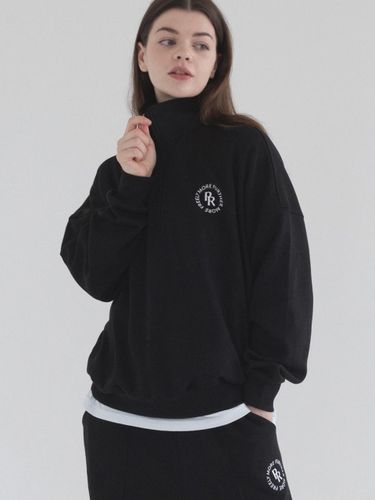 Circle Logo Half Zip-Up Overfit Sweatshirt (Black) - PIANER - Modalova