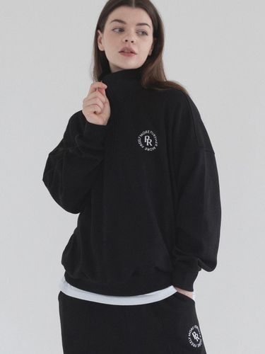 Circle Logo Semi Zip-Up Overfit Sweatshirt (Black) - PIANER - Modalova