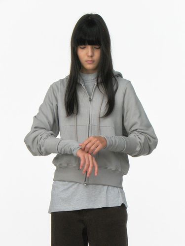 TWO WAY PIGMENT ZIP UP HOODIE_L GREY - REPOS - Modalova