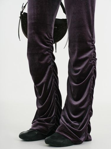 Velour Shrring Pants (Dark Purple) - PPB - Modalova