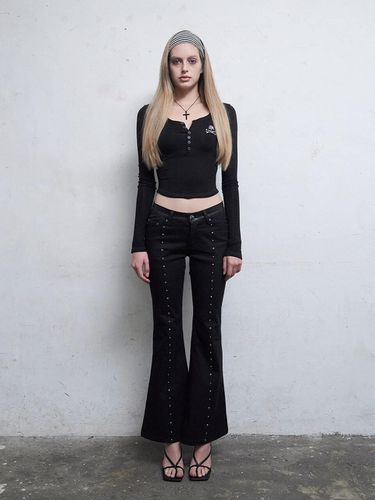 Jam Stone Bootcut Pants [Black] - HILLDA - Modalova