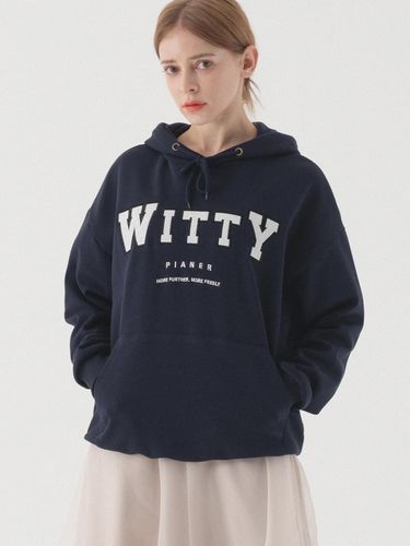 Weetie embroidered oversized fit hoodie (Navy) - PIANER - Modalova