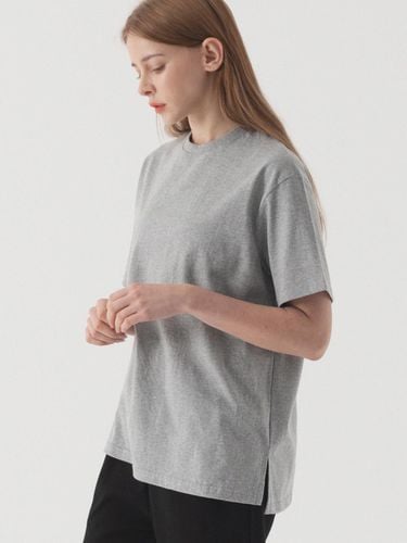 Basic Slit Short-Sleeved T-shirt (Melange) - PIANER - Modalova