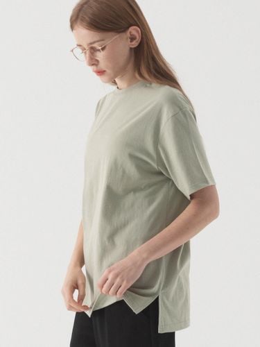 Basic Slit Short-Sleeved T-shirt (Light Khaki) - PIANER - Modalova