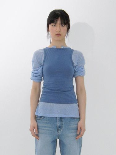 Line Boatneck Sleeveless T-shirts_Blue - REPOS - Modalova