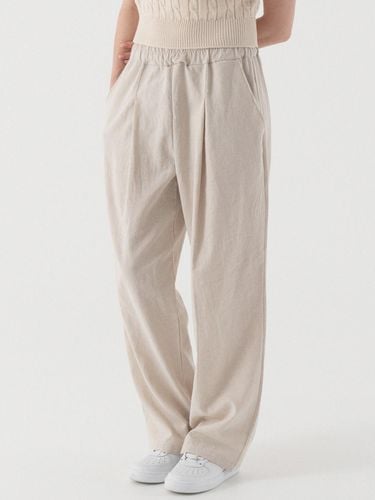 Comfortable linen one-tuck wide pants (beige) - PIANER - Modalova