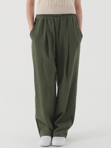 Comfortable linen one-tuck wide pants (Khaki) - PIANER - Modalova