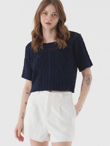 See-Through Punching Bookle Short-Sleeved Knitwear - PIANER - Modalova