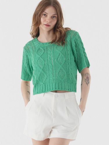 See-Through Punching Bookle Short-Sleeved Knitwear - PIANER - Modalova