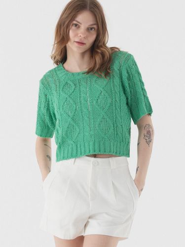 Sheer Punching Boucle Short-Sleeved Knitwear - PIANER - Modalova