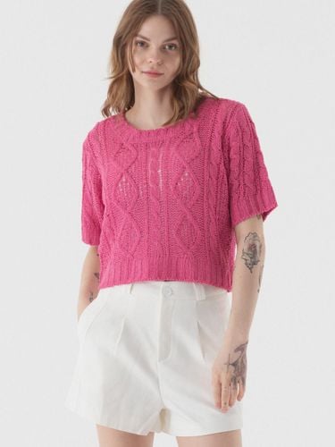 Sheer Punching Boucle Short-Sleeved Knitwear - PIANER - Modalova