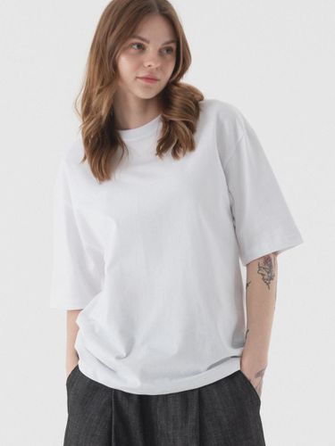 Cool cotton oversized fit crew neck t-shirt_white - PIANER - Modalova