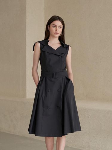 Wide Collar Sleeveless A dress - CAHIERS - Modalova