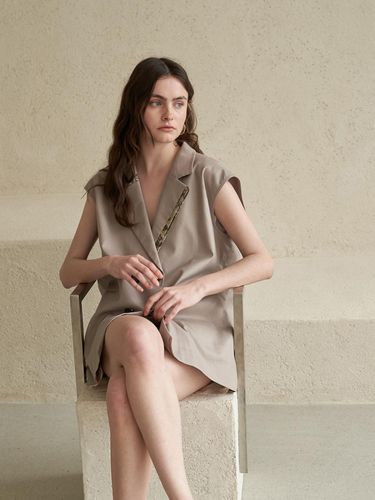 Oversized fit Coloring sleeveless linen jacket - CAHIERS - Modalova