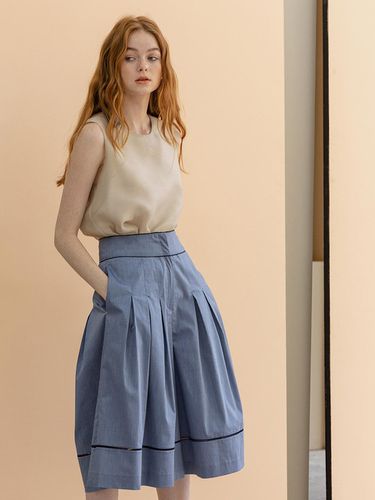 H - Line Pleats Midi Skirt Pants - CAHIERS - Modalova