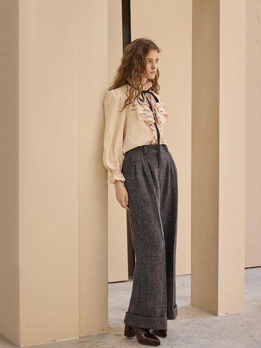 Wide Leg Rolled-up Pants - CAHIERS - Modalova