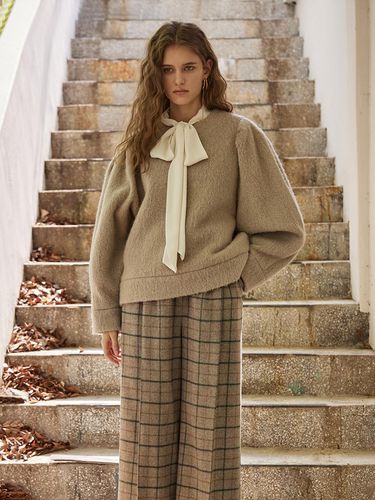 Wide Leg Check Pants - CAHIERS - Modalova