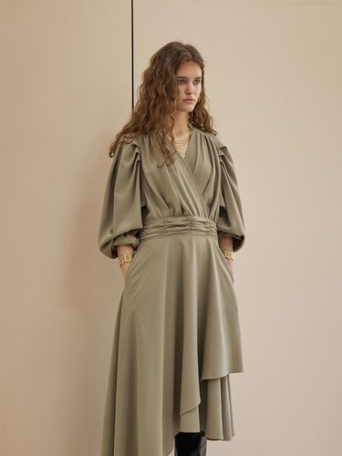 Wrap Style Asymmetric Long Dress - CAHIERS - Modalova