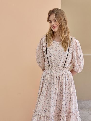 Flower Pattern Lovely Dress_Light Beige - CAHIERS - Modalova