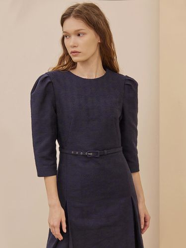 Tweed H line Midi Dress_NAVY BLUE - CAHIERS - Modalova