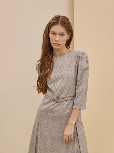 Embroidery H line Midi Dress_DARK SKY BLUE - CAHIERS - Modalova