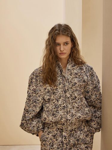 Loose Fit Floral Corduroy Embroidered Blouson - CAHIERS - Modalova