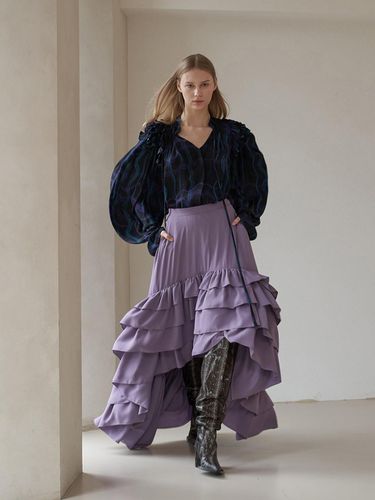 Asymmetric ruffle tiered long skirt - CAHIERS - Modalova