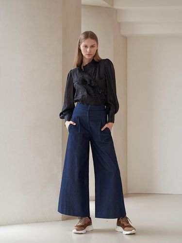 Wide denim pants_Blue - CAHIERS - Modalova