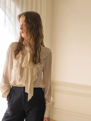 Tie-neck silk blouse - CAHIERS - Modalova