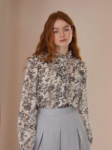 CAHISIENNE] Flower pattern frill chiffon blouse - CAHIERS - Modalova