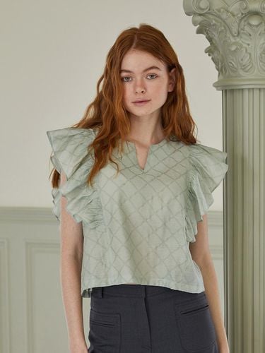 CAHISIENNE] Ruffle Sleeve Slit Blouse - CAHIERS - Modalova