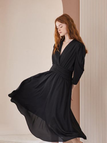 CAHISIENNE] Wrap Style Chiffon dress_Black - CAHIERS - Modalova