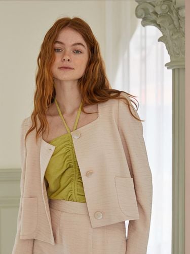 CAHISIENNE] Square Neck Cropped Jacket_Pink Beige - CAHIERS - Modalova