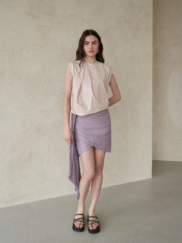 Pleats Asymmetric Mini Skirt_Chinese Violet - CAHIERS - Modalova