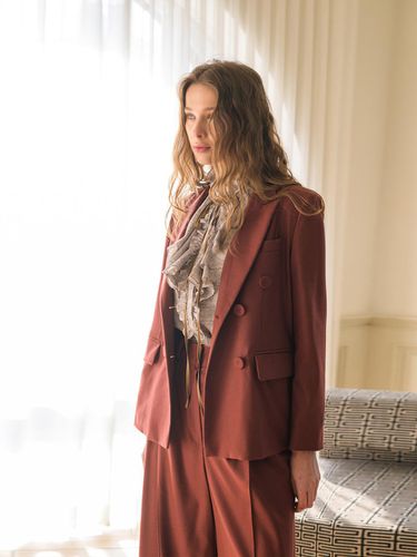 Double button Tailored Silk Jacket_Brick - CAHIERS - Modalova