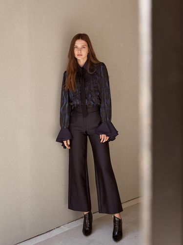 Wool silk straight slacks pants - CAHIERS - Modalova