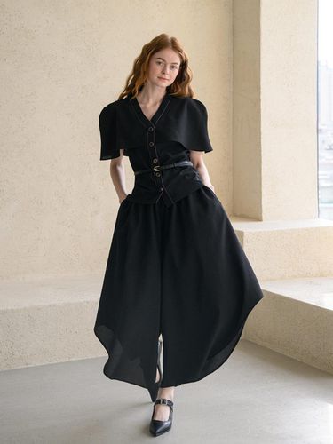 Cough] Wide Volume BANDING Skirt Pants_Black - CAHIERS - Modalova