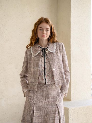 CAHISIENNE] Frill Detail Tweed Jacket - CAHIERS - Modalova